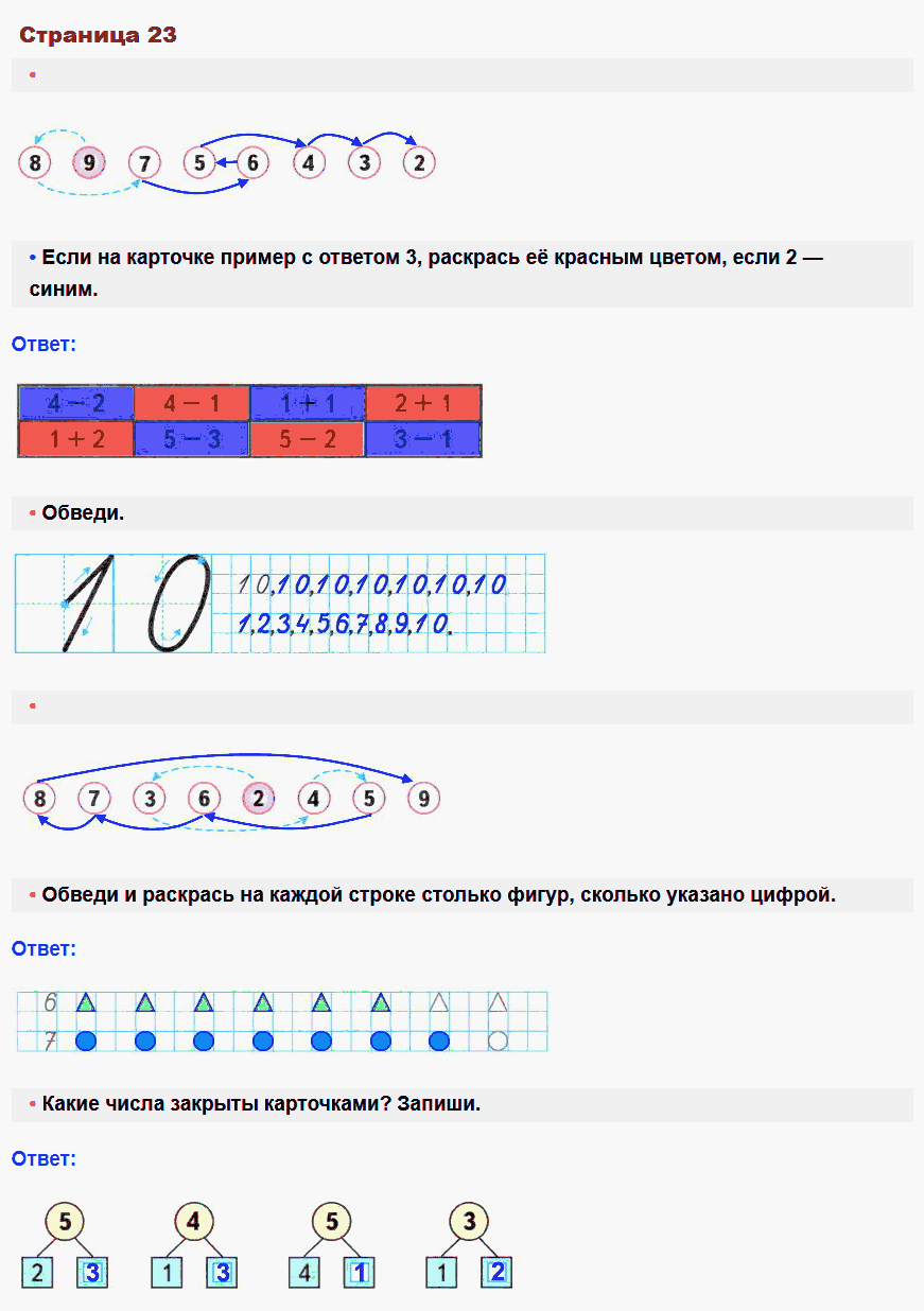 Математика 1 класс рабочая тетрадь Моро, Волкова стр 23