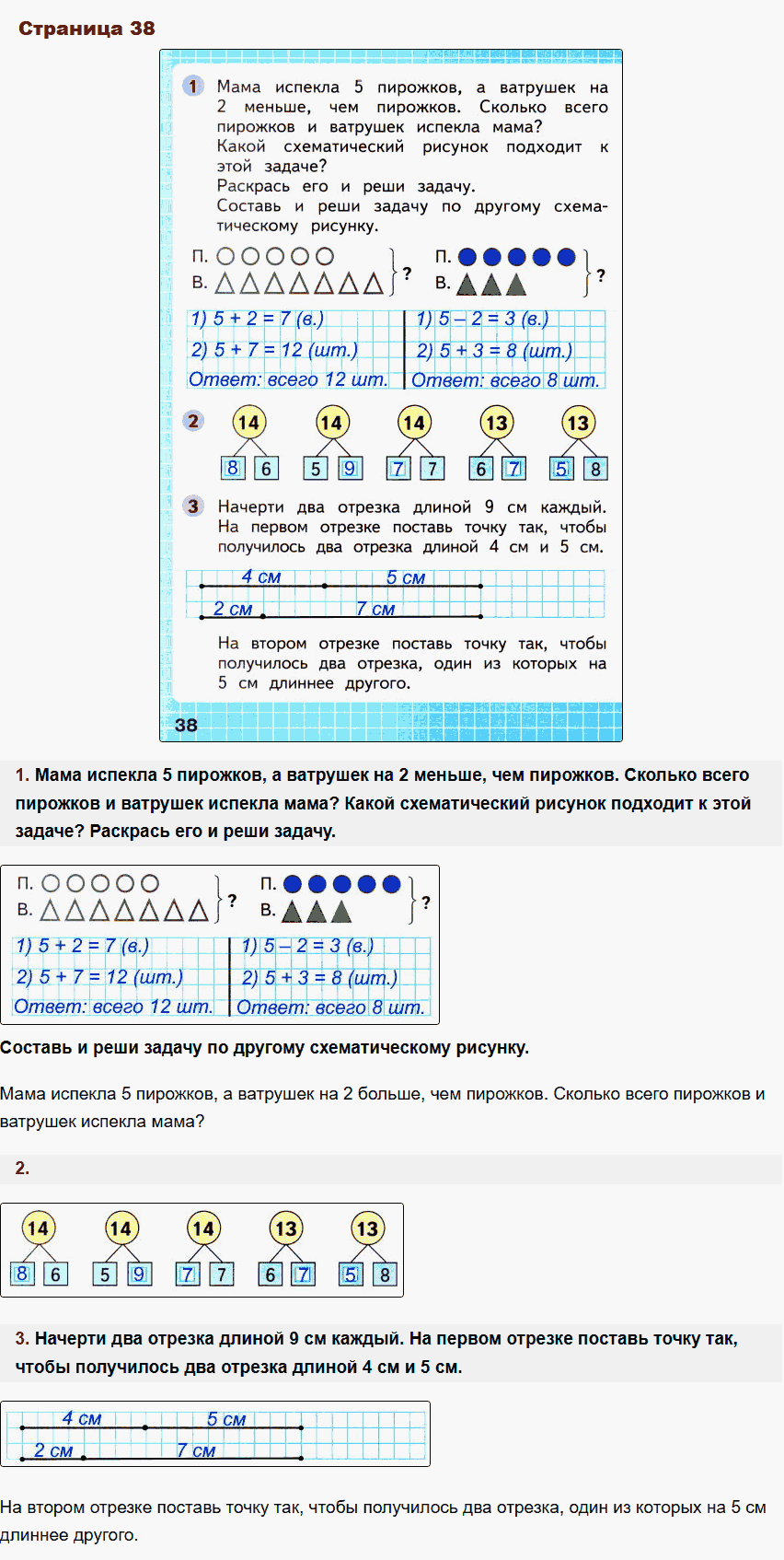 Математика 1 класс рабочая тетрадь Моро, Волкова стр 38