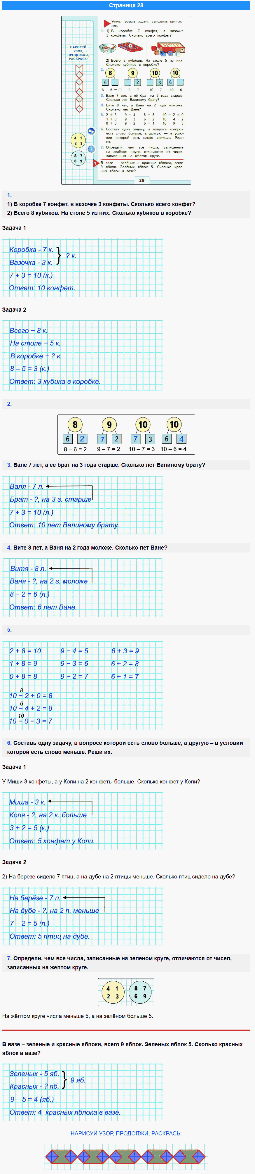 математика 1 класс моро учебник стр 28