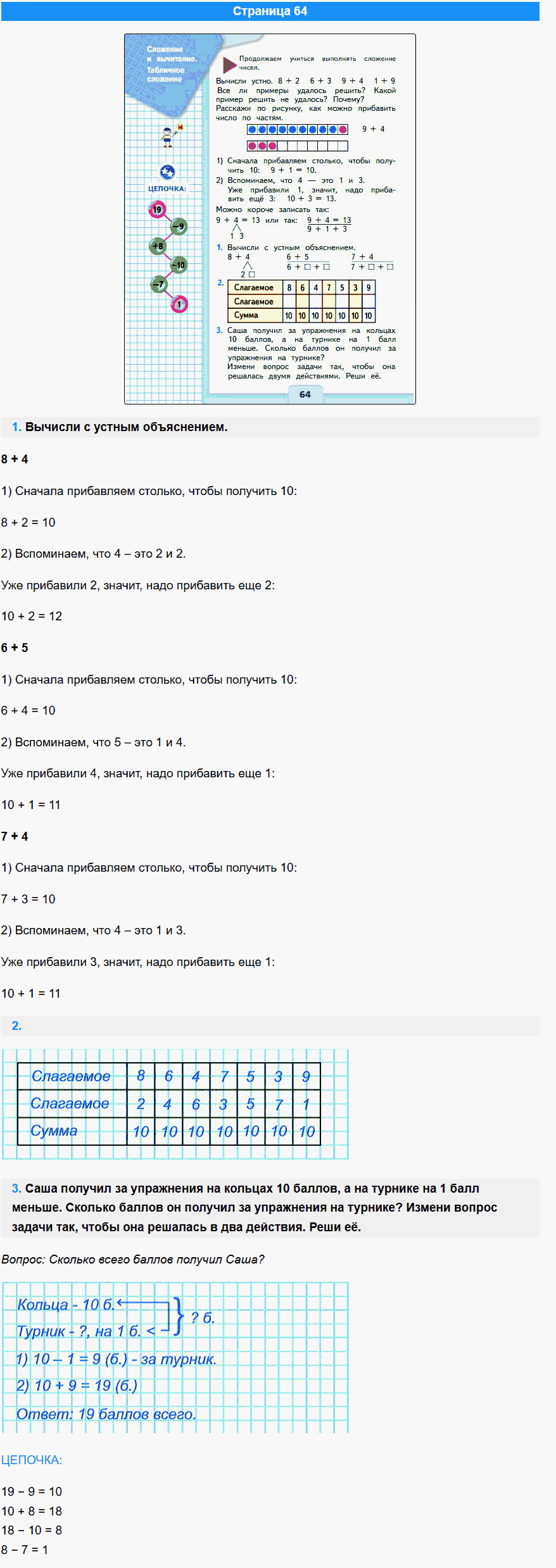 математика 1 класс моро учебник стр 64
