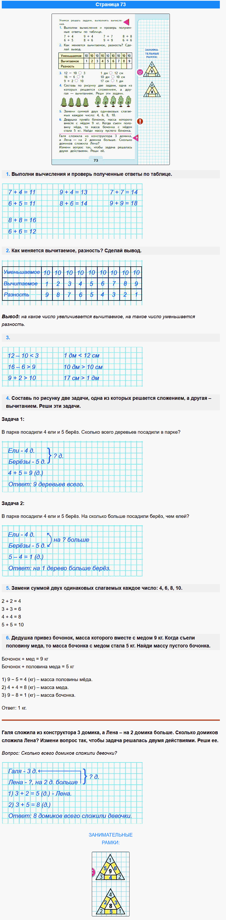 математика 1 класс моро учебник стр 73