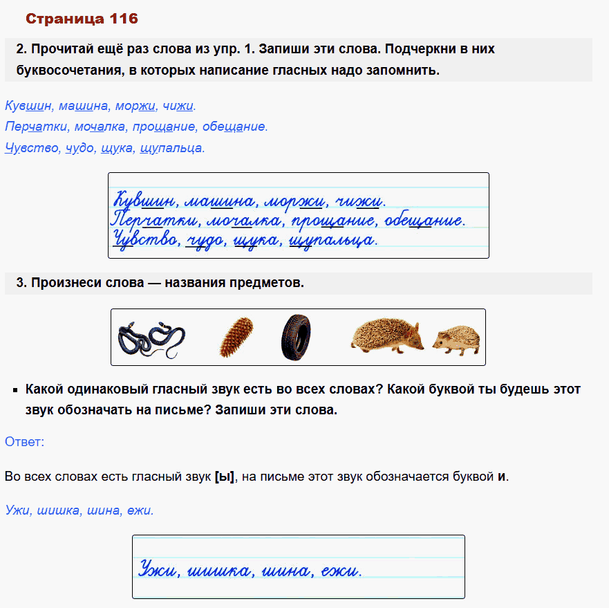 русский язык 1 класс канакина стр 116