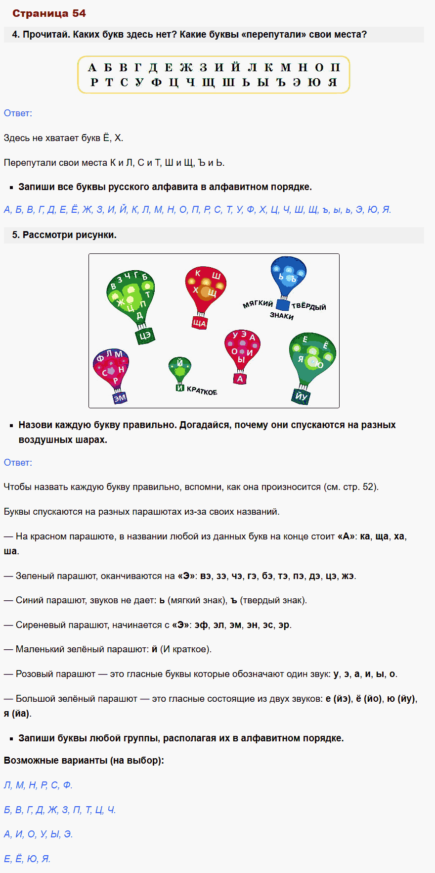 русский язык 1 класс канакина стр 54