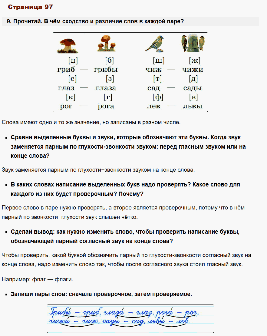 русский язык 1 класс канакина стр 97