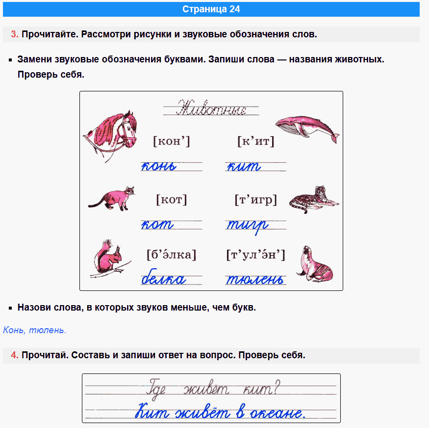 канакина русский язык 1 класс рабочая тетрадь стр 24